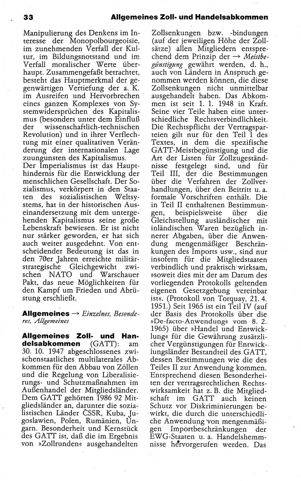 Kleines politisches Wörterbuch [Deutsche Demokratische Republik (DDR)] 1988, Seite 33 (Kl. pol. Wb. DDR 1988, S. 33)