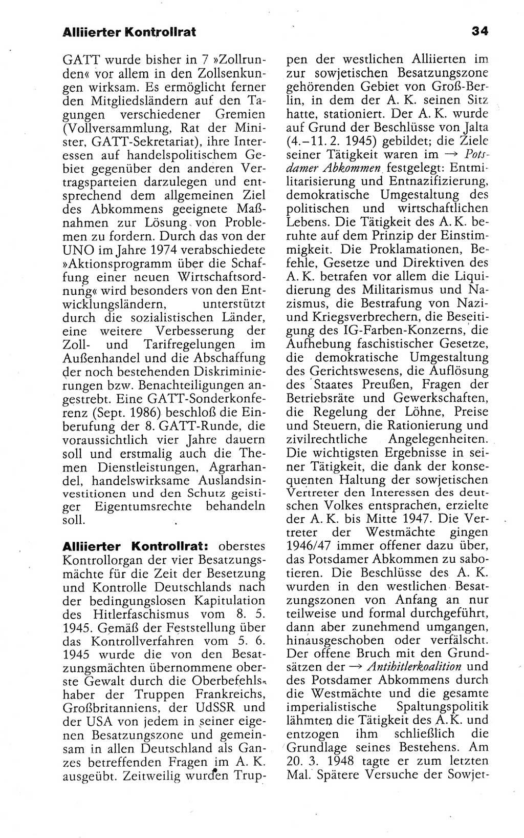 Kleines politisches Wörterbuch [Deutsche Demokratische Republik (DDR)] 1988, Seite 34 (Kl. pol. Wb. DDR 1988, S. 34)