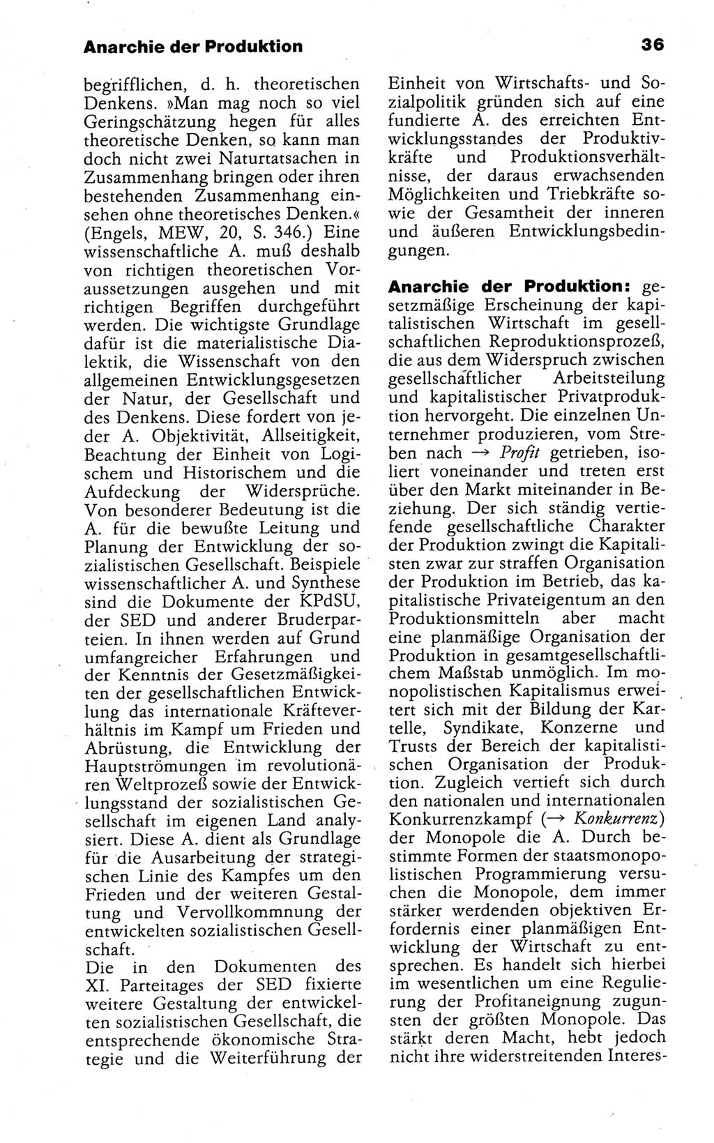 Kleines politisches Wörterbuch [Deutsche Demokratische Republik (DDR)] 1988, Seite 36 (Kl. pol. Wb. DDR 1988, S. 36)