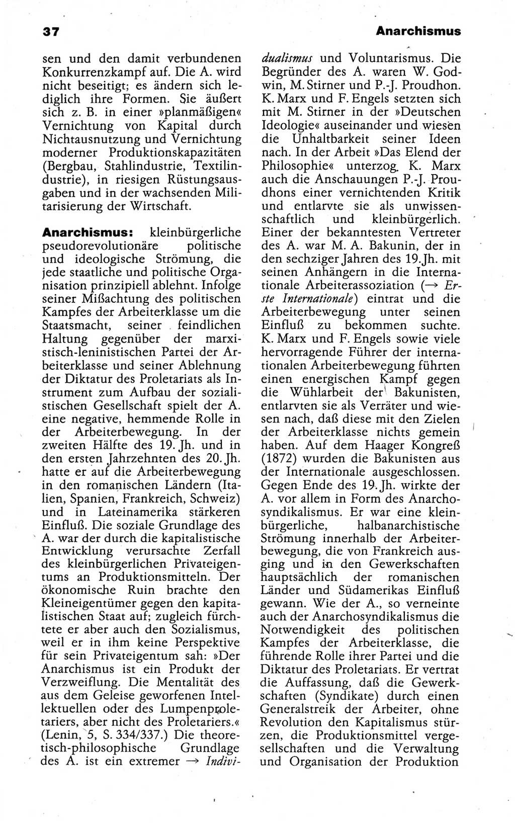 Kleines politisches Wörterbuch [Deutsche Demokratische Republik (DDR)] 1988, Seite 37 (Kl. pol. Wb. DDR 1988, S. 37)