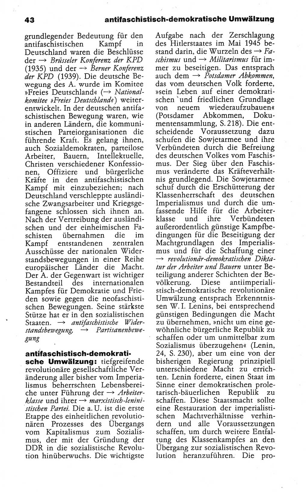 Kleines politisches Wörterbuch [Deutsche Demokratische Republik (DDR)] 1988, Seite 43 (Kl. pol. Wb. DDR 1988, S. 43)