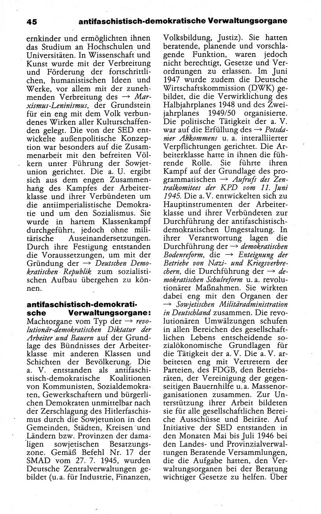 Kleines politisches Wörterbuch [Deutsche Demokratische Republik (DDR)] 1988, Seite 45 (Kl. pol. Wb. DDR 1988, S. 45)
