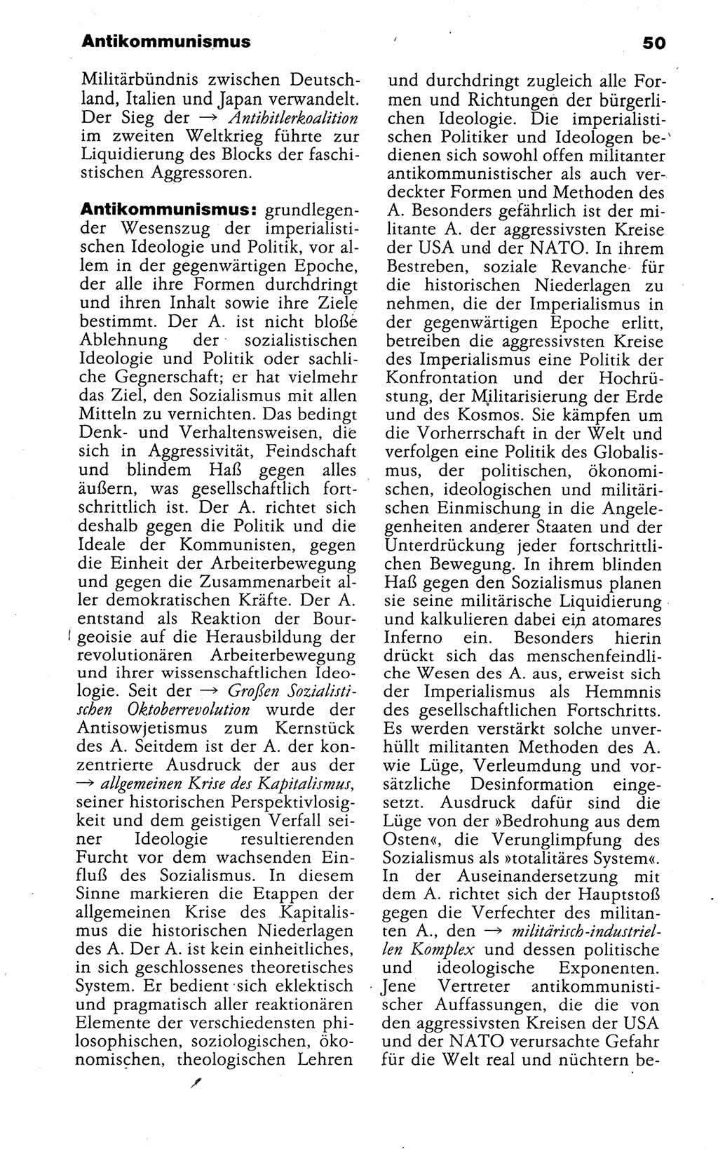 Kleines politisches Wörterbuch [Deutsche Demokratische Republik (DDR)] 1988, Seite 50 (Kl. pol. Wb. DDR 1988, S. 50)