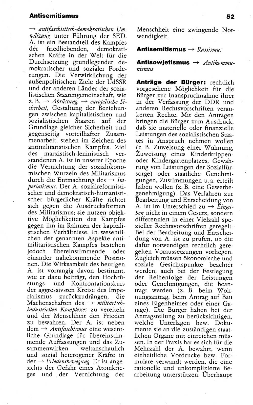 Kleines politisches Wörterbuch [Deutsche Demokratische Republik (DDR)] 1988, Seite 52 (Kl. pol. Wb. DDR 1988, S. 52)