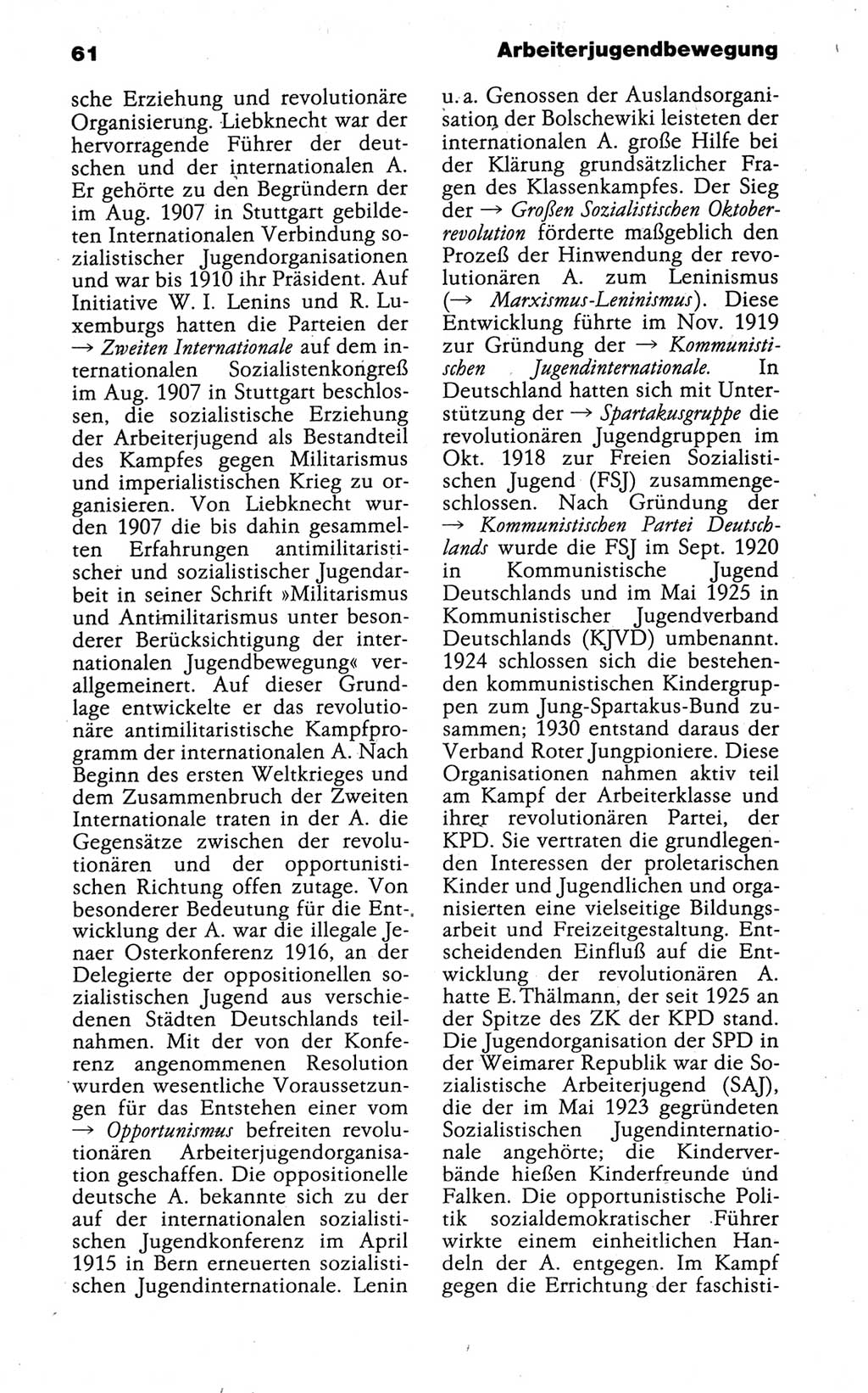 Kleines politisches Wörterbuch [Deutsche Demokratische Republik (DDR)] 1988, Seite 61 (Kl. pol. Wb. DDR 1988, S. 61)