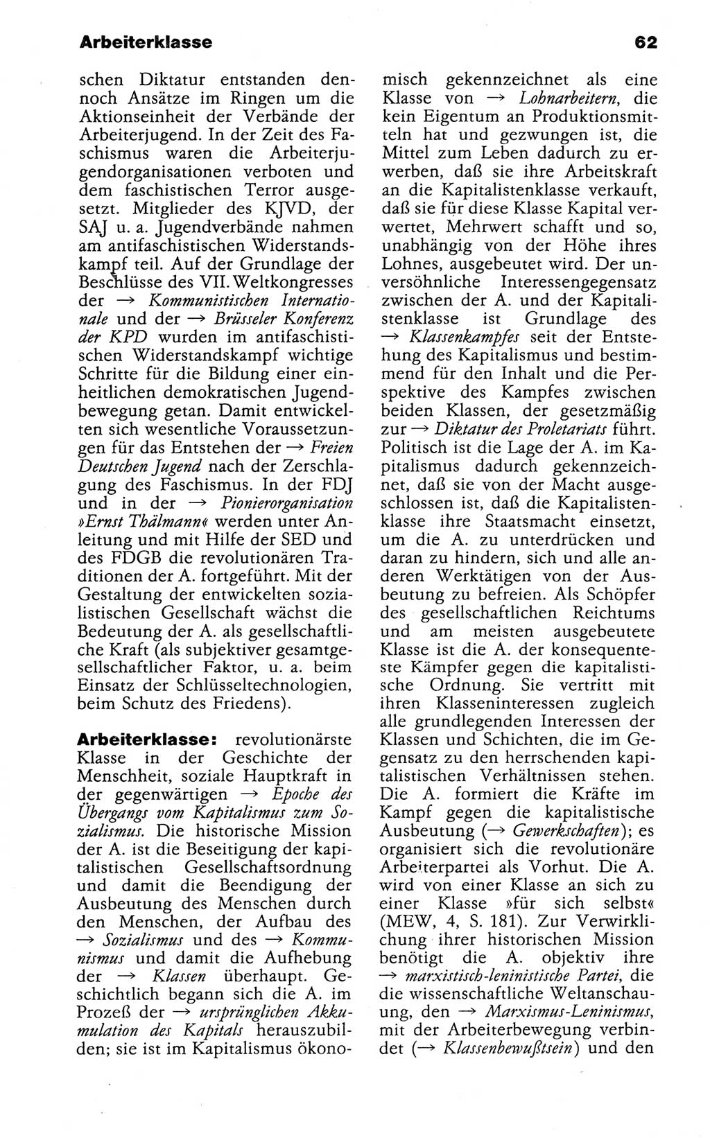 Kleines politisches Wörterbuch [Deutsche Demokratische Republik (DDR)] 1988, Seite 62 (Kl. pol. Wb. DDR 1988, S. 62)