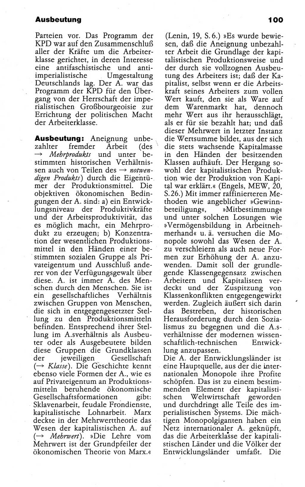 Kleines politisches Wörterbuch [Deutsche Demokratische Republik (DDR)] 1988, Seite 100 (Kl. pol. Wb. DDR 1988, S. 100)