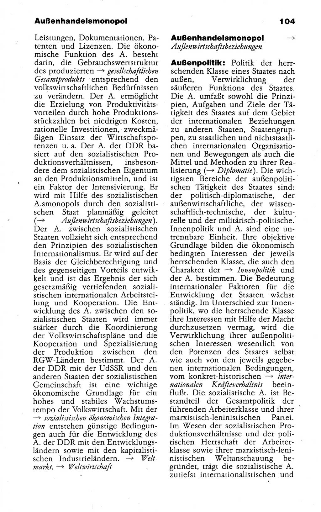 Kleines politisches Wörterbuch [Deutsche Demokratische Republik (DDR)] 1988, Seite 104 (Kl. pol. Wb. DDR 1988, S. 104)