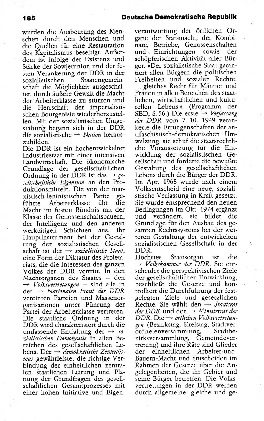 Kleines politisches Wörterbuch [Deutsche Demokratische Republik (DDR)] 1988, Seite 185 (Kl. pol. Wb. DDR 1988, S. 185)