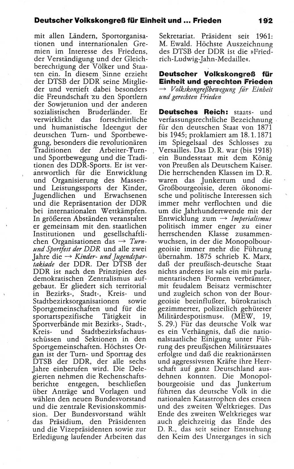 Kleines politisches Wörterbuch [Deutsche Demokratische Republik (DDR)] 1988, Seite 192 (Kl. pol. Wb. DDR 1988, S. 192)