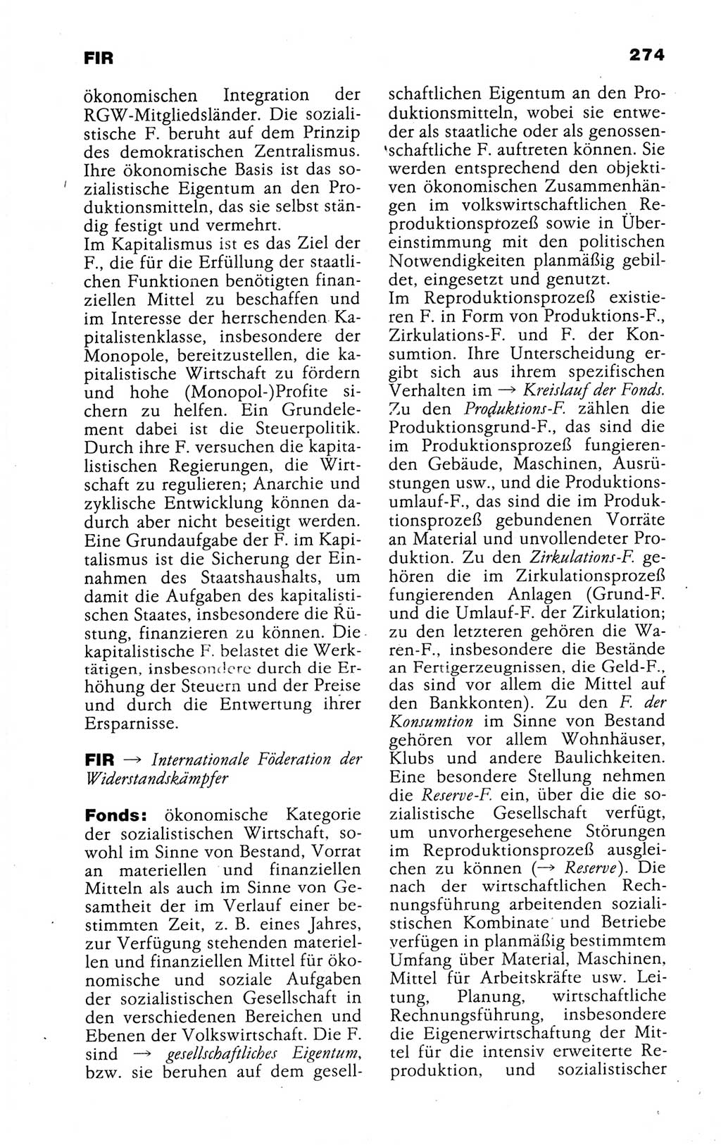 Kleines politisches Wörterbuch [Deutsche Demokratische Republik (DDR)] 1988, Seite 274 (Kl. pol. Wb. DDR 1988, S. 274)