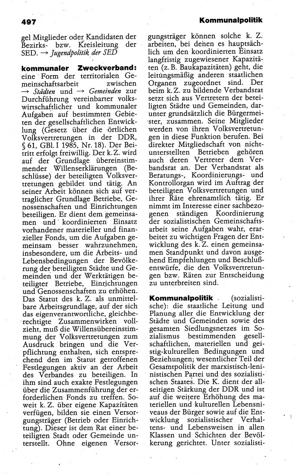 Kleines politisches Wörterbuch [Deutsche Demokratische Republik (DDR)] 1988, Seite 497 (Kl. pol. Wb. DDR 1988, S. 497)