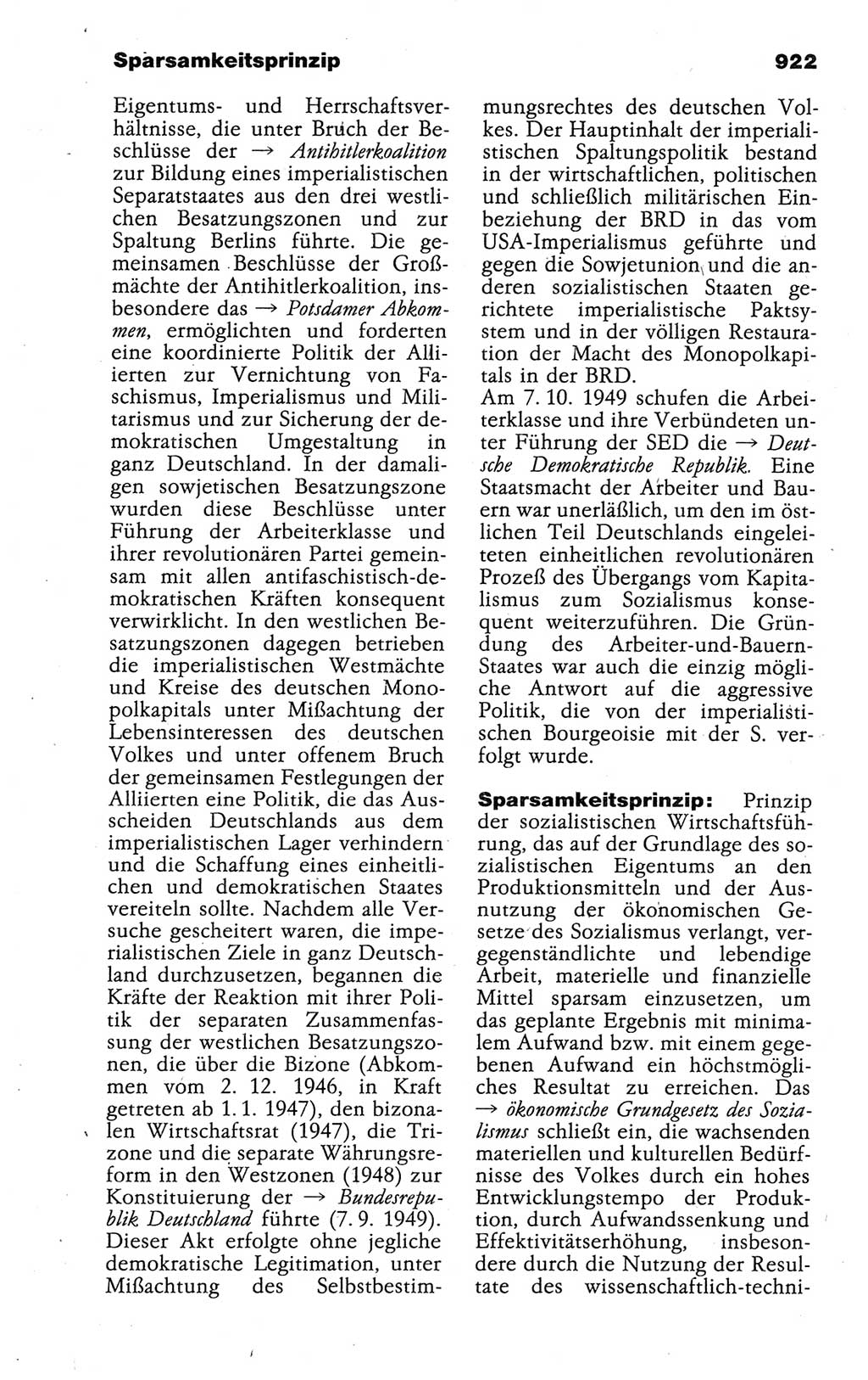 Kleines politisches Wörterbuch [Deutsche Demokratische Republik (DDR)] 1988, Seite 922 (Kl. pol. Wb. DDR 1988, S. 922)