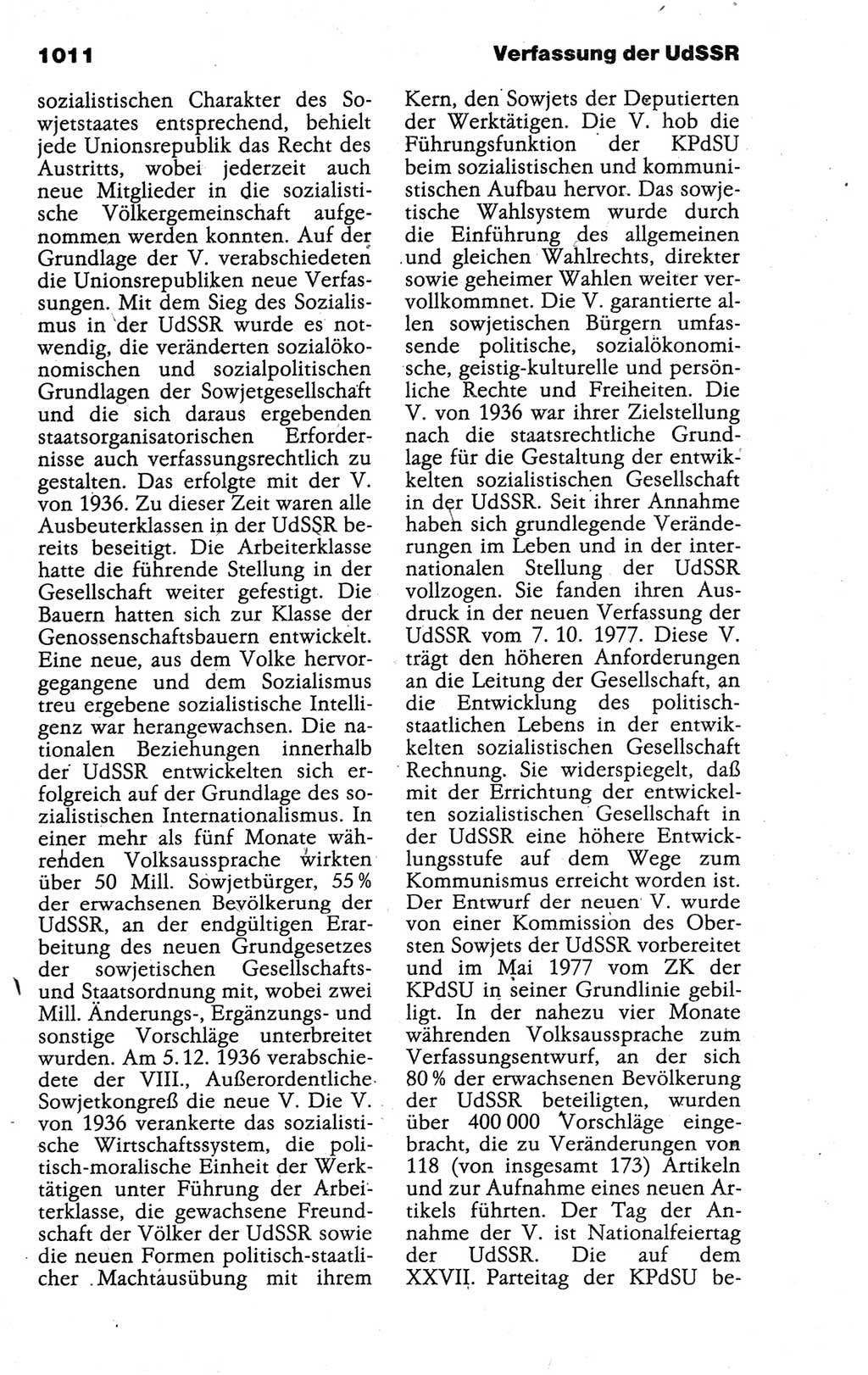 Kleines politisches Wörterbuch [Deutsche Demokratische Republik (DDR)] 1988, Seite 1011 (Kl. pol. Wb. DDR 1988, S. 1011)