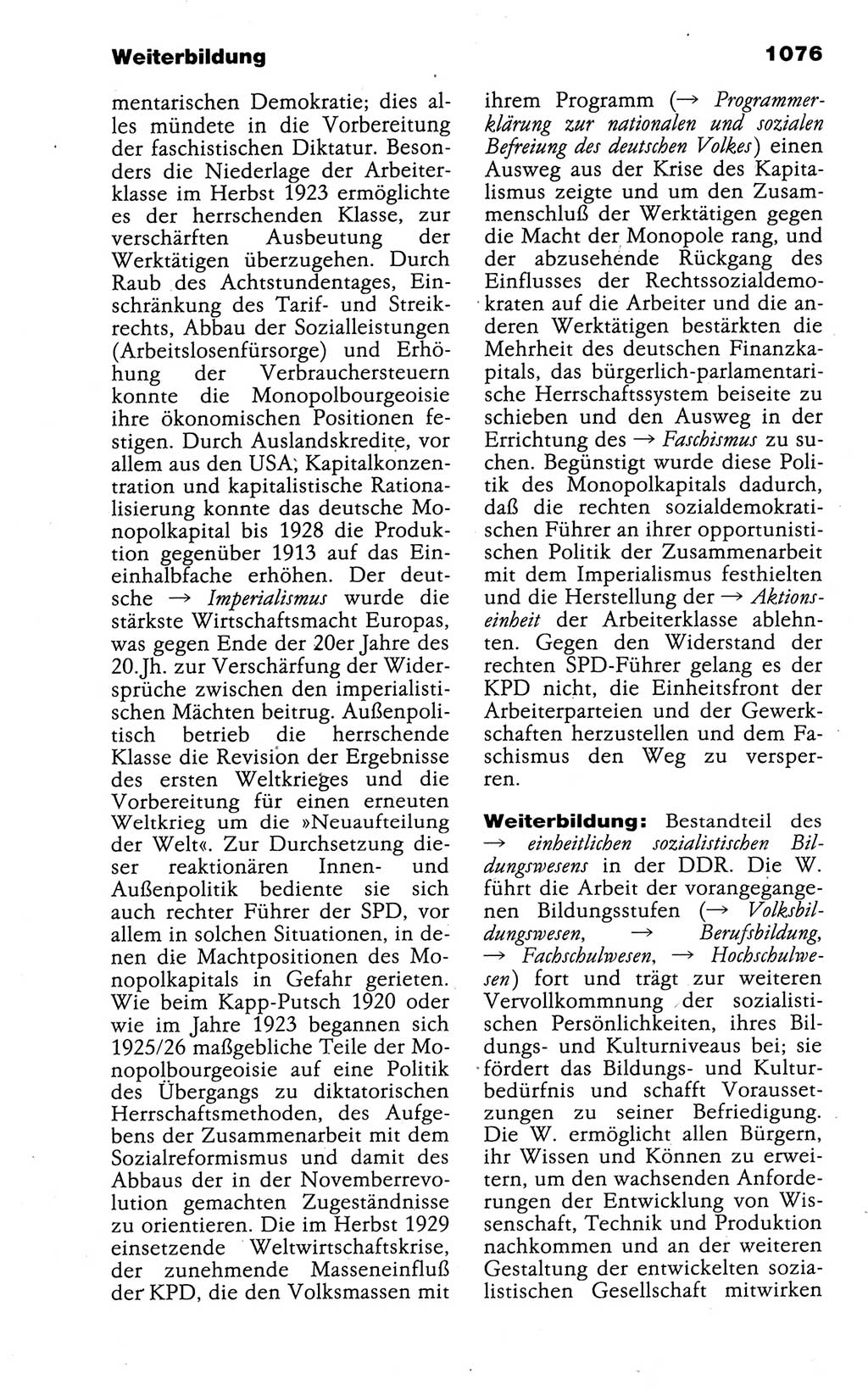 Kleines politisches Wörterbuch [Deutsche Demokratische Republik (DDR)] 1988, Seite 1076 (Kl. pol. Wb. DDR 1988, S. 1076)