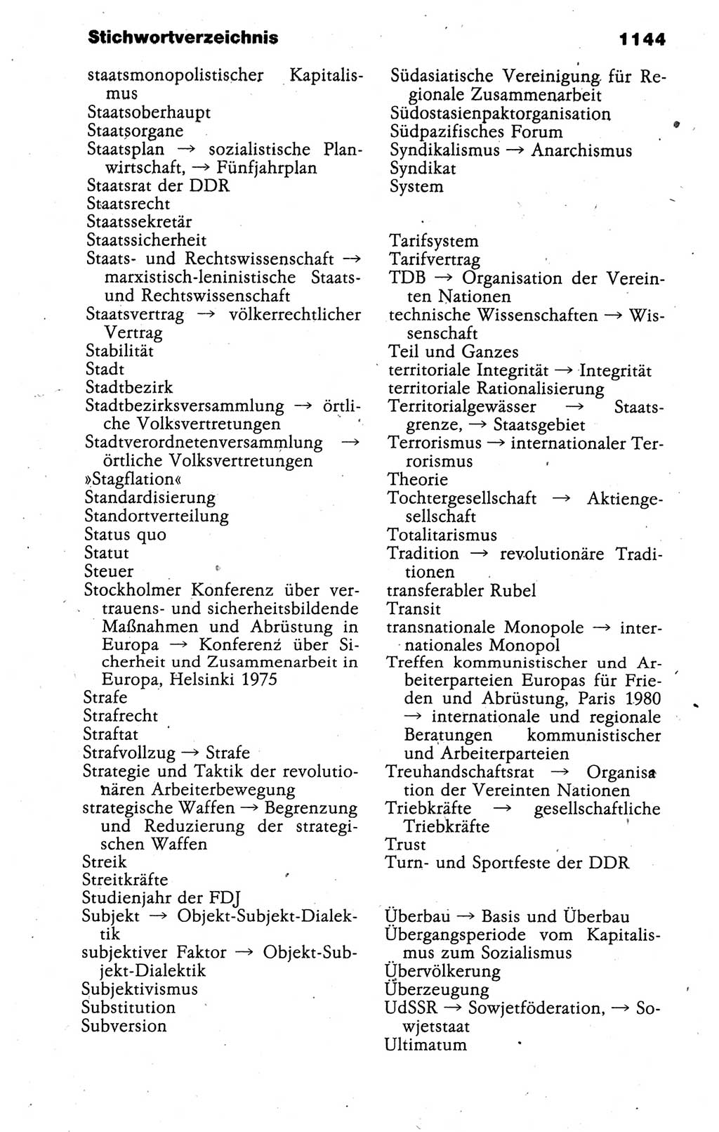 Kleines politisches Wörterbuch [Deutsche Demokratische Republik (DDR)] 1988, Seite 1144 (Kl. pol. Wb. DDR 1988, S. 1144)