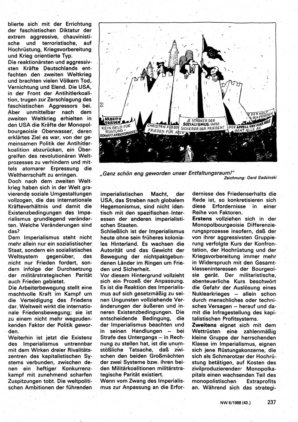 Neuer Weg (NW), Organ des Zentralkomitees (ZK) der SED (Sozialistische Einheitspartei Deutschlands) für Fragen des Parteilebens, 43. Jahrgang [Deutsche Demokratische Republik (DDR)] 1988, Seite 237 (NW ZK SED DDR 1988, S. 237)
