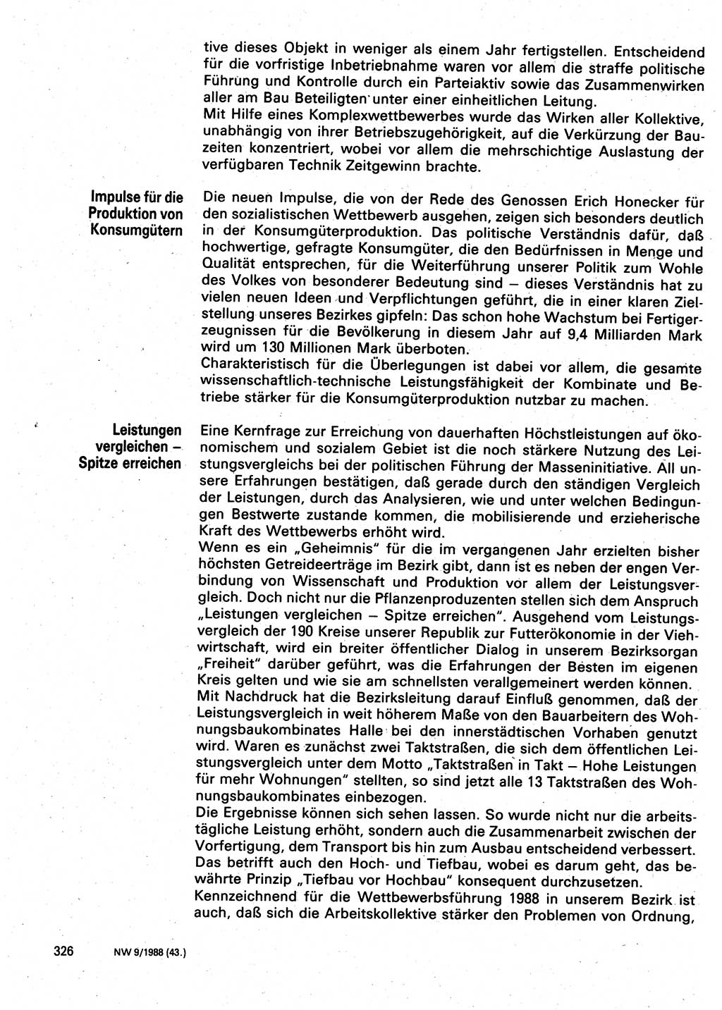 Neuer Weg (NW), Organ des Zentralkomitees (ZK) der SED (Sozialistische Einheitspartei Deutschlands) für Fragen des Parteilebens, 43. Jahrgang [Deutsche Demokratische Republik (DDR)] 1988, Seite 326 (NW ZK SED DDR 1988, S. 326)