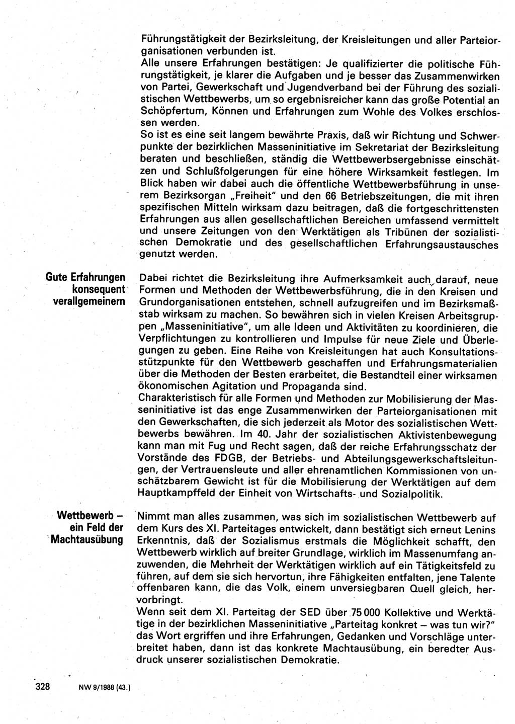 Neuer Weg (NW), Organ des Zentralkomitees (ZK) der SED (Sozialistische Einheitspartei Deutschlands) für Fragen des Parteilebens, 43. Jahrgang [Deutsche Demokratische Republik (DDR)] 1988, Seite 328 (NW ZK SED DDR 1988, S. 328)