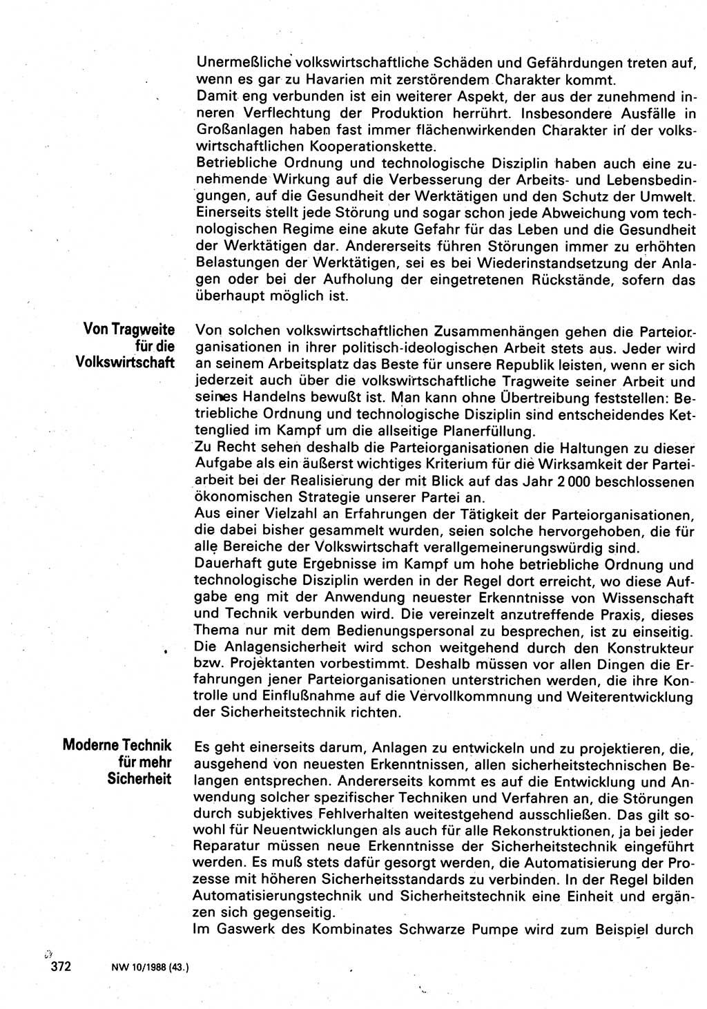 Neuer Weg (NW), Organ des Zentralkomitees (ZK) der SED (Sozialistische Einheitspartei Deutschlands) für Fragen des Parteilebens, 43. Jahrgang [Deutsche Demokratische Republik (DDR)] 1988, Seite 372 (NW ZK SED DDR 1988, S. 372)