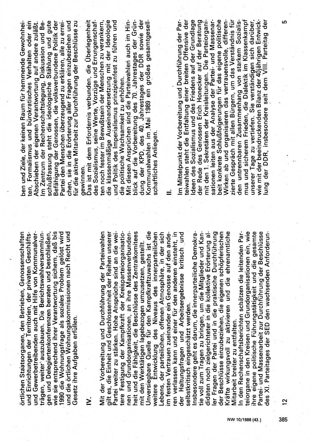 Neuer Weg (NW), Organ des Zentralkomitees (ZK) der SED (Sozialistische Einheitspartei Deutschlands) für Fragen des Parteilebens, 43. Jahrgang [Deutsche Demokratische Republik (DDR)] 1988, Seite 385 (NW ZK SED DDR 1988, S. 385)