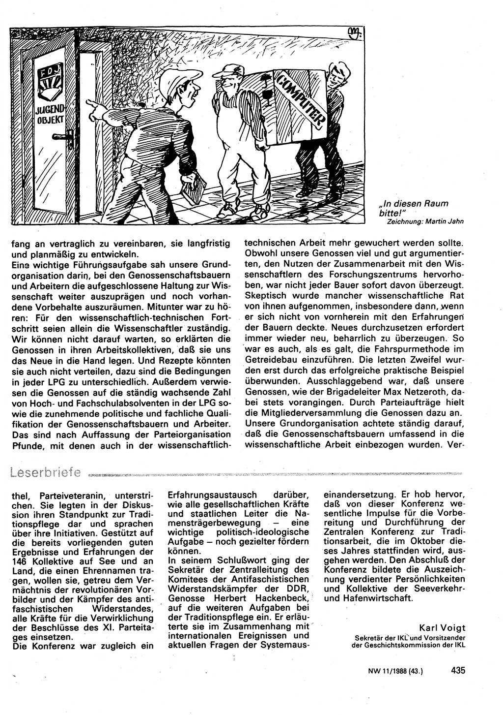 Neuer Weg (NW), Organ des Zentralkomitees (ZK) der SED (Sozialistische Einheitspartei Deutschlands) für Fragen des Parteilebens, 43. Jahrgang [Deutsche Demokratische Republik (DDR)] 1988, Seite 435 (NW ZK SED DDR 1988, S. 435)