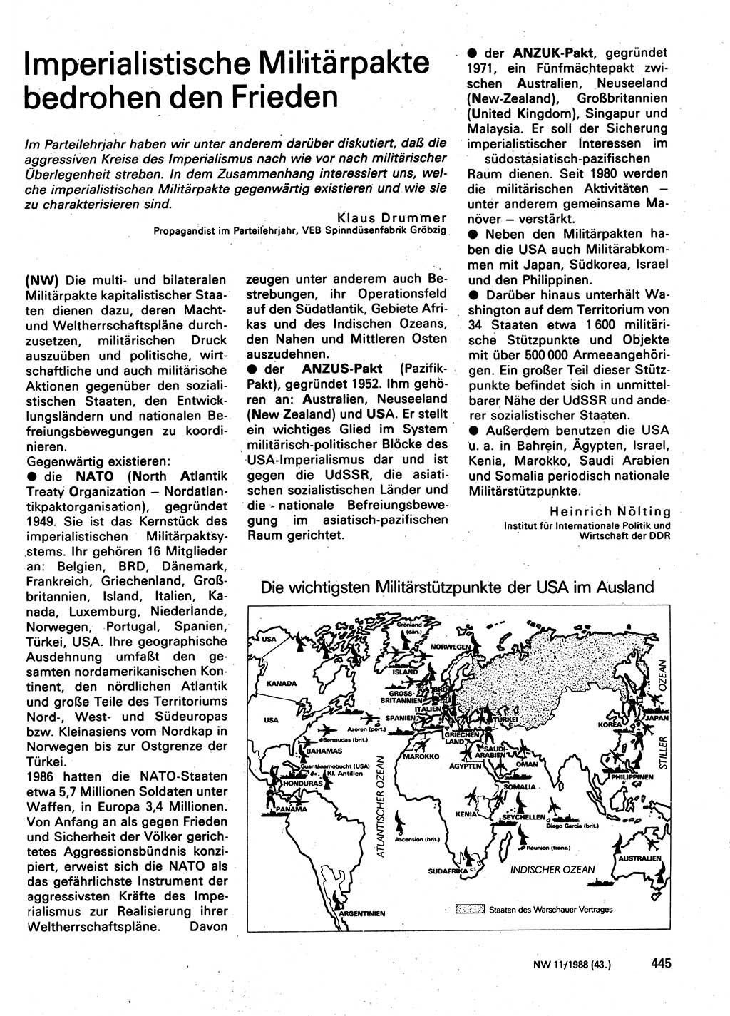Neuer Weg (NW), Organ des Zentralkomitees (ZK) der SED (Sozialistische Einheitspartei Deutschlands) für Fragen des Parteilebens, 43. Jahrgang [Deutsche Demokratische Republik (DDR)] 1988, Seite 445 (NW ZK SED DDR 1988, S. 445)