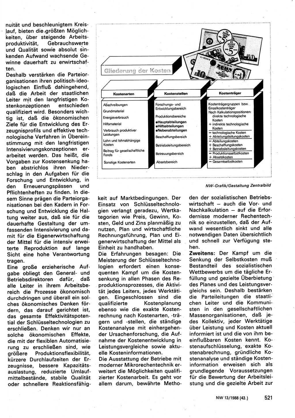 Neuer Weg (NW), Organ des Zentralkomitees (ZK) der SED (Sozialistische Einheitspartei Deutschlands) für Fragen des Parteilebens, 43. Jahrgang [Deutsche Demokratische Republik (DDR)] 1988, Seite 521 (NW ZK SED DDR 1988, S. 521)