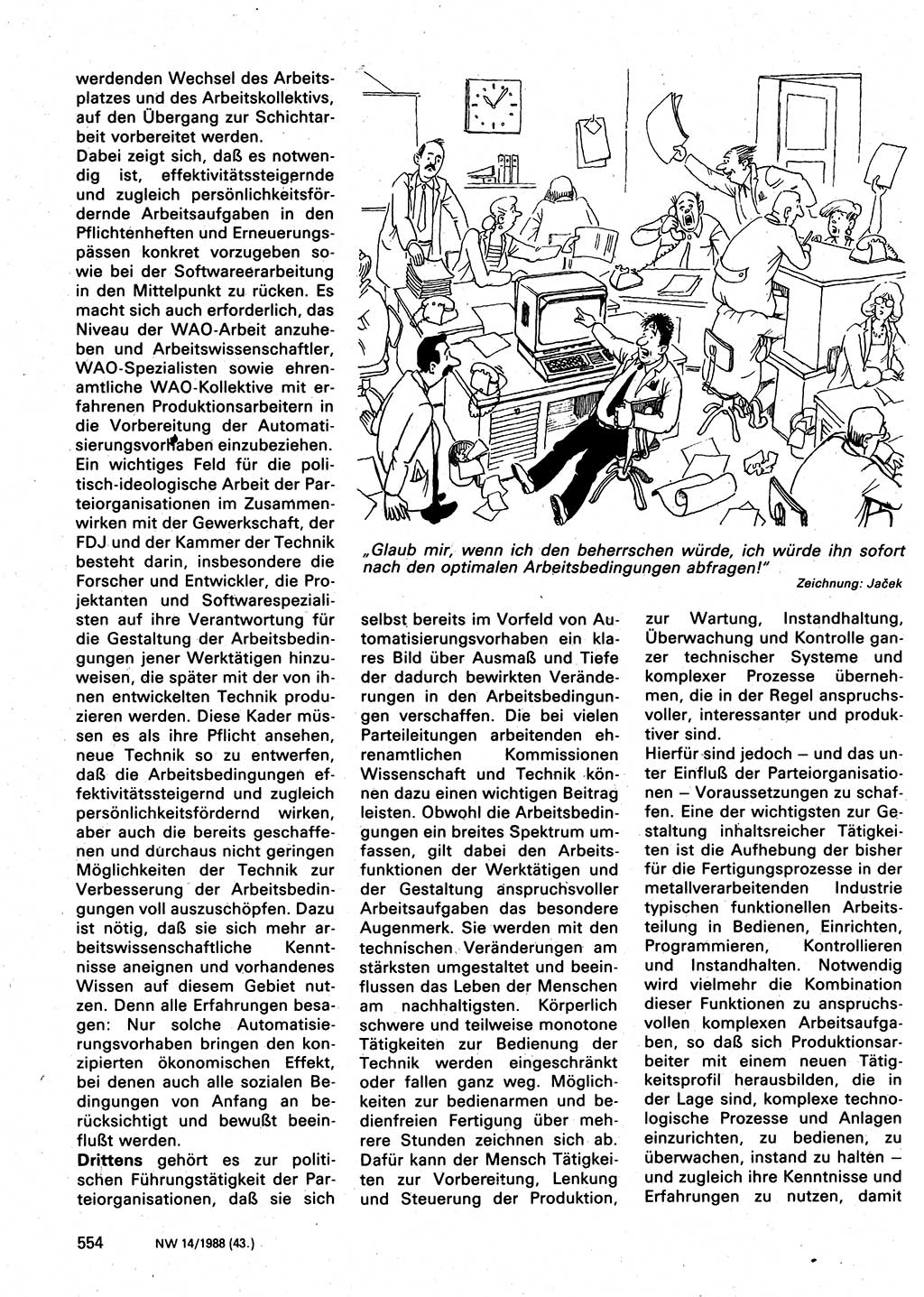 Neuer Weg (NW), Organ des Zentralkomitees (ZK) der SED (Sozialistische Einheitspartei Deutschlands) für Fragen des Parteilebens, 43. Jahrgang [Deutsche Demokratische Republik (DDR)] 1988, Seite 554 (NW ZK SED DDR 1988, S. 554)