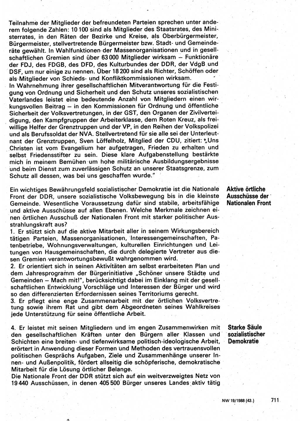 Neuer Weg (NW), Organ des Zentralkomitees (ZK) der SED (Sozialistische Einheitspartei Deutschlands) für Fragen des Parteilebens, 43. Jahrgang [Deutsche Demokratische Republik (DDR)] 1988, Seite 711 (NW ZK SED DDR 1988, S. 711)