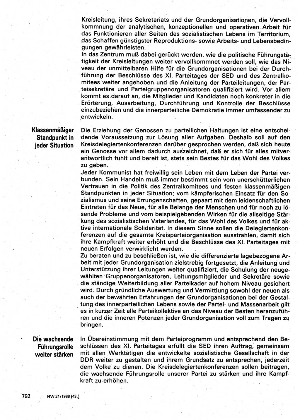 Neuer Weg (NW), Organ des Zentralkomitees (ZK) der SED (Sozialistische Einheitspartei Deutschlands) für Fragen des Parteilebens, 43. Jahrgang [Deutsche Demokratische Republik (DDR)] 1988, Seite 792 (NW ZK SED DDR 1988, S. 792)