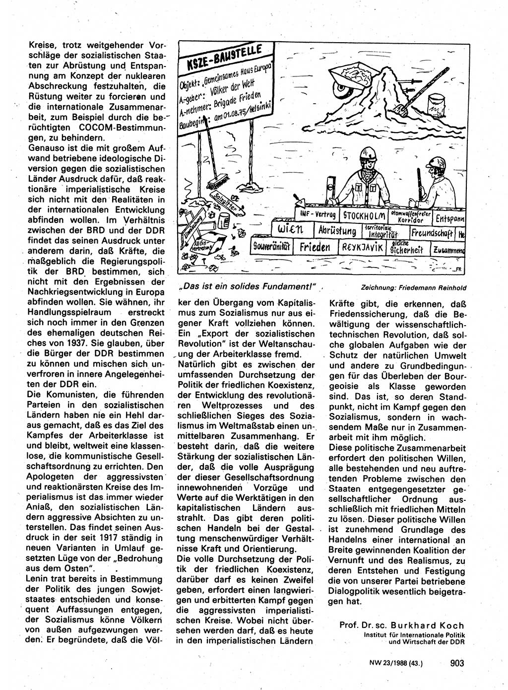 Neuer Weg (NW), Organ des Zentralkomitees (ZK) der SED (Sozialistische Einheitspartei Deutschlands) für Fragen des Parteilebens, 43. Jahrgang [Deutsche Demokratische Republik (DDR)] 1988, Seite 903 (NW ZK SED DDR 1988, S. 903)