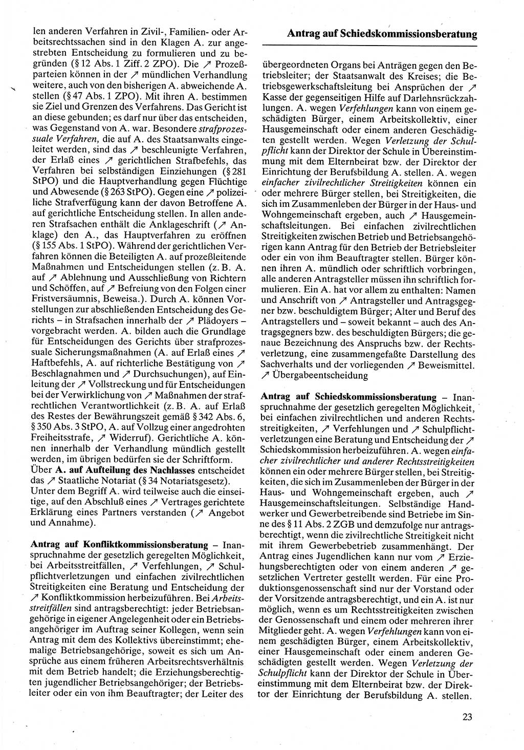 Rechtslexikon [Deutsche Demokratische Republik (DDR)] 1988, Seite 23 (Rechtslex. DDR 1988, S. 23)