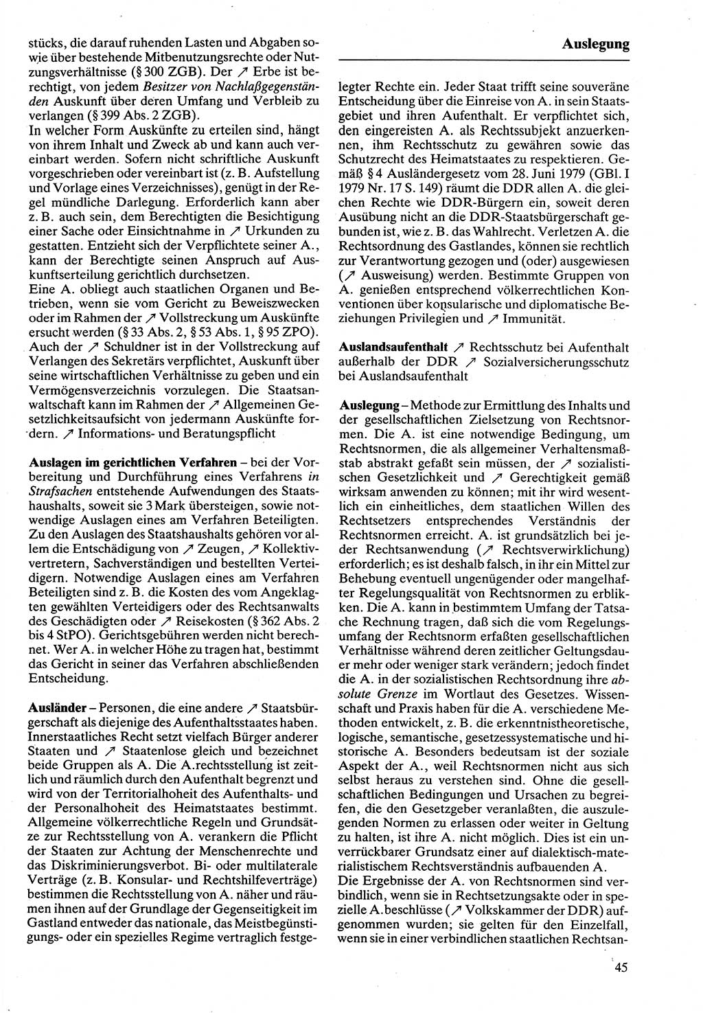 Rechtslexikon [Deutsche Demokratische Republik (DDR)] 1988, Seite 45 (Rechtslex. DDR 1988, S. 45)