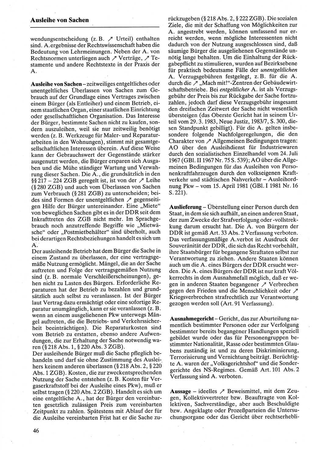 Rechtslexikon [Deutsche Demokratische Republik (DDR)] 1988, Seite 46 (Rechtslex. DDR 1988, S. 46)