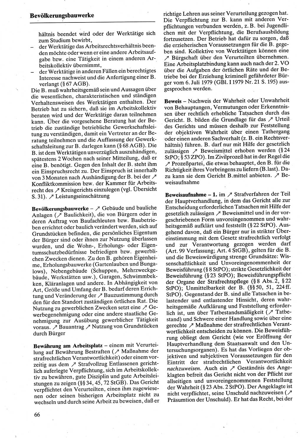 Rechtslexikon [Deutsche Demokratische Republik (DDR)] 1988, Seite 66 (Rechtslex. DDR 1988, S. 66)