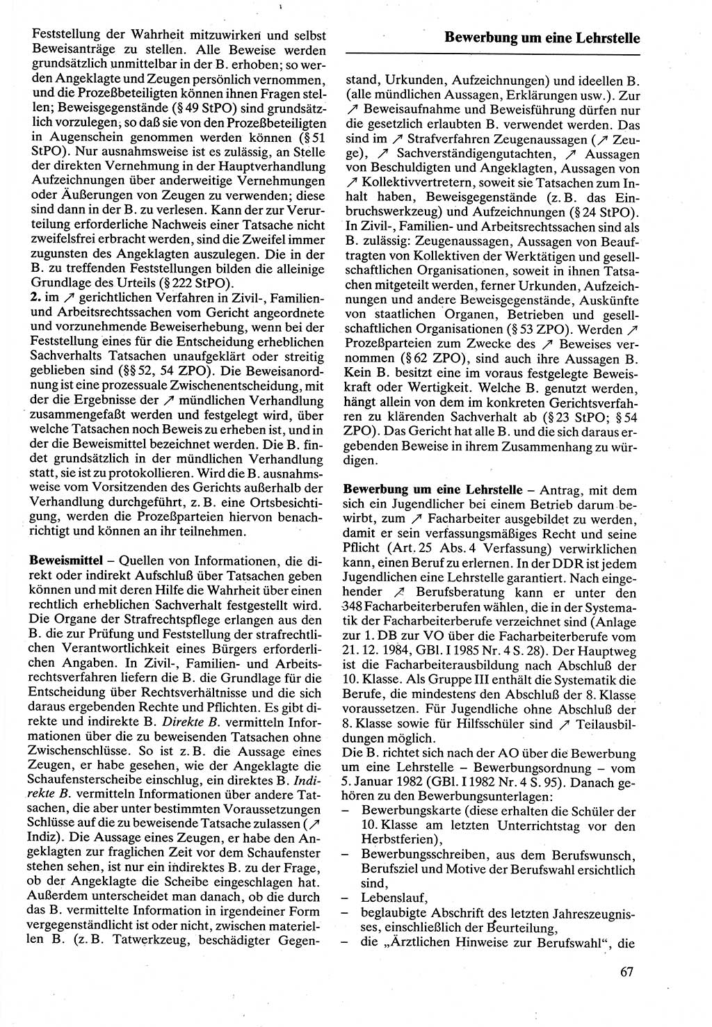 Rechtslexikon [Deutsche Demokratische Republik (DDR)] 1988, Seite 67 (Rechtslex. DDR 1988, S. 67)