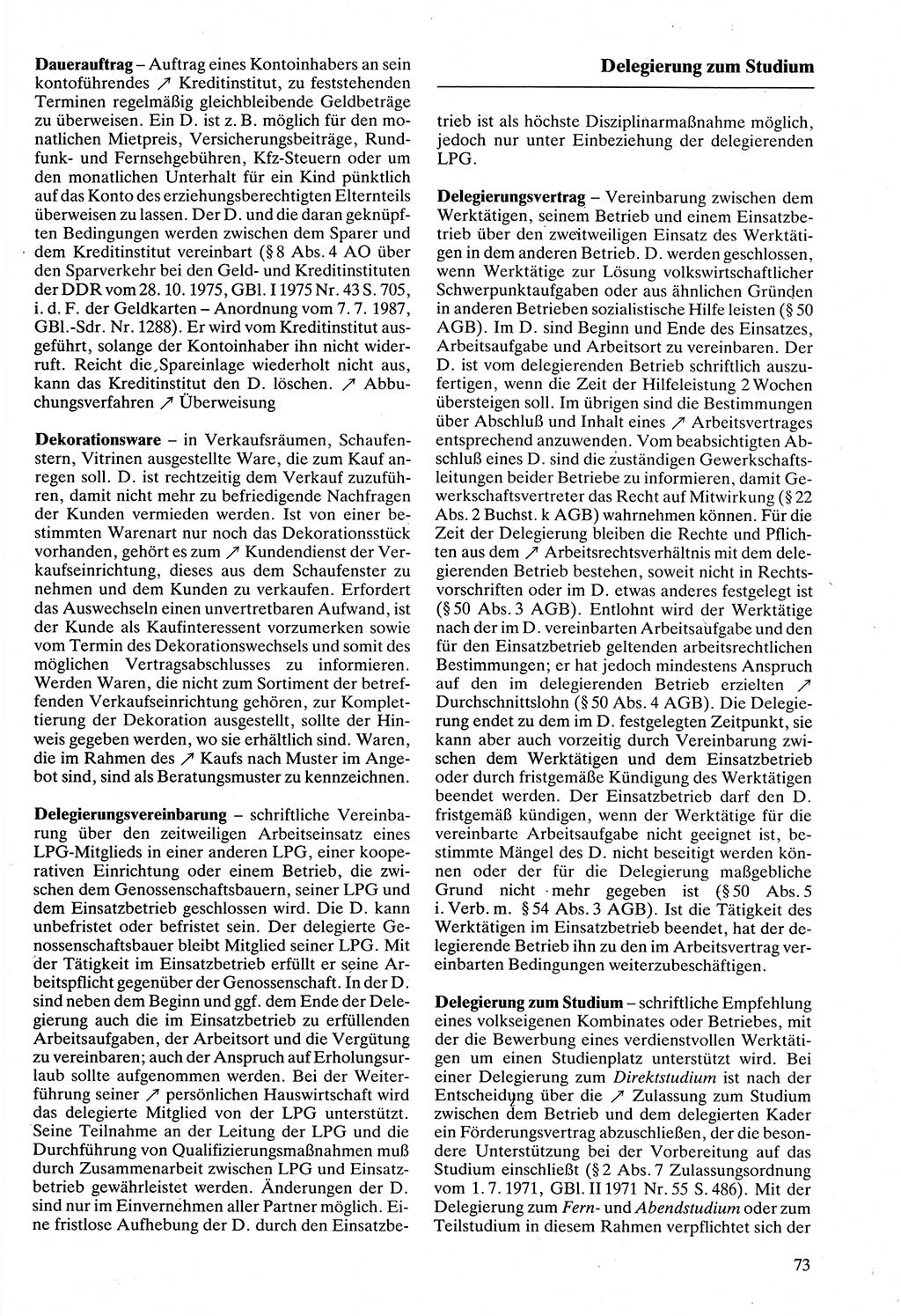 Rechtslexikon [Deutsche Demokratische Republik (DDR)] 1988, Seite 73 (Rechtslex. DDR 1988, S. 73)