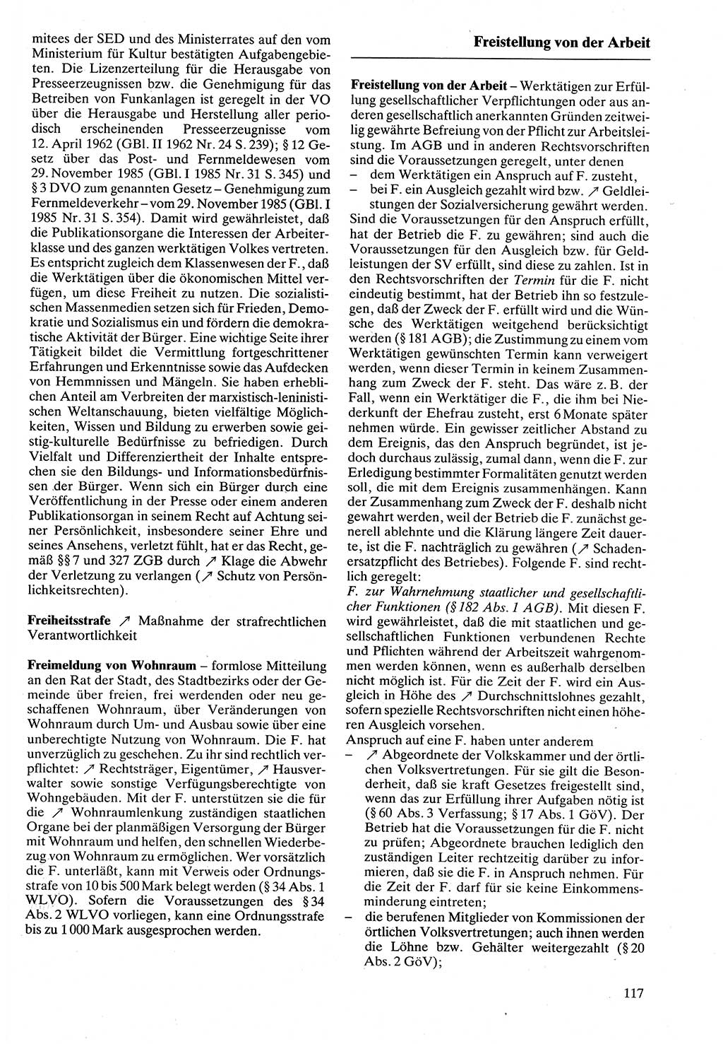 Rechtslexikon [Deutsche Demokratische Republik (DDR)] 1988, Seite 117 (Rechtslex. DDR 1988, S. 117)