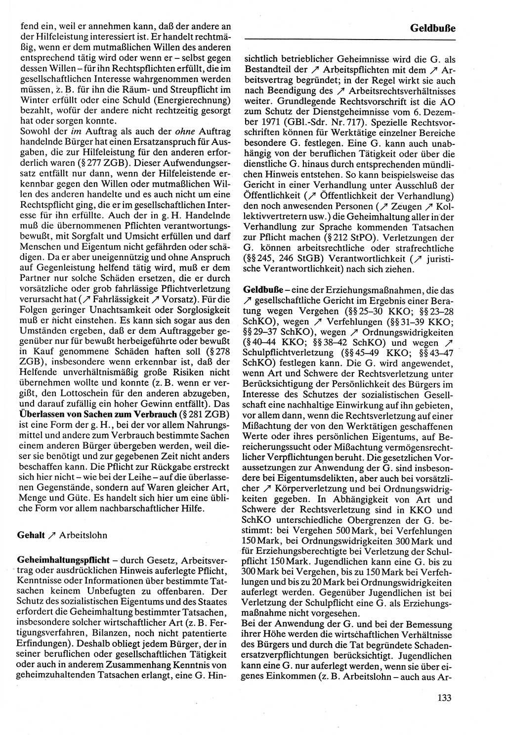 Rechtslexikon [Deutsche Demokratische Republik (DDR)] 1988, Seite 133 (Rechtslex. DDR 1988, S. 133)