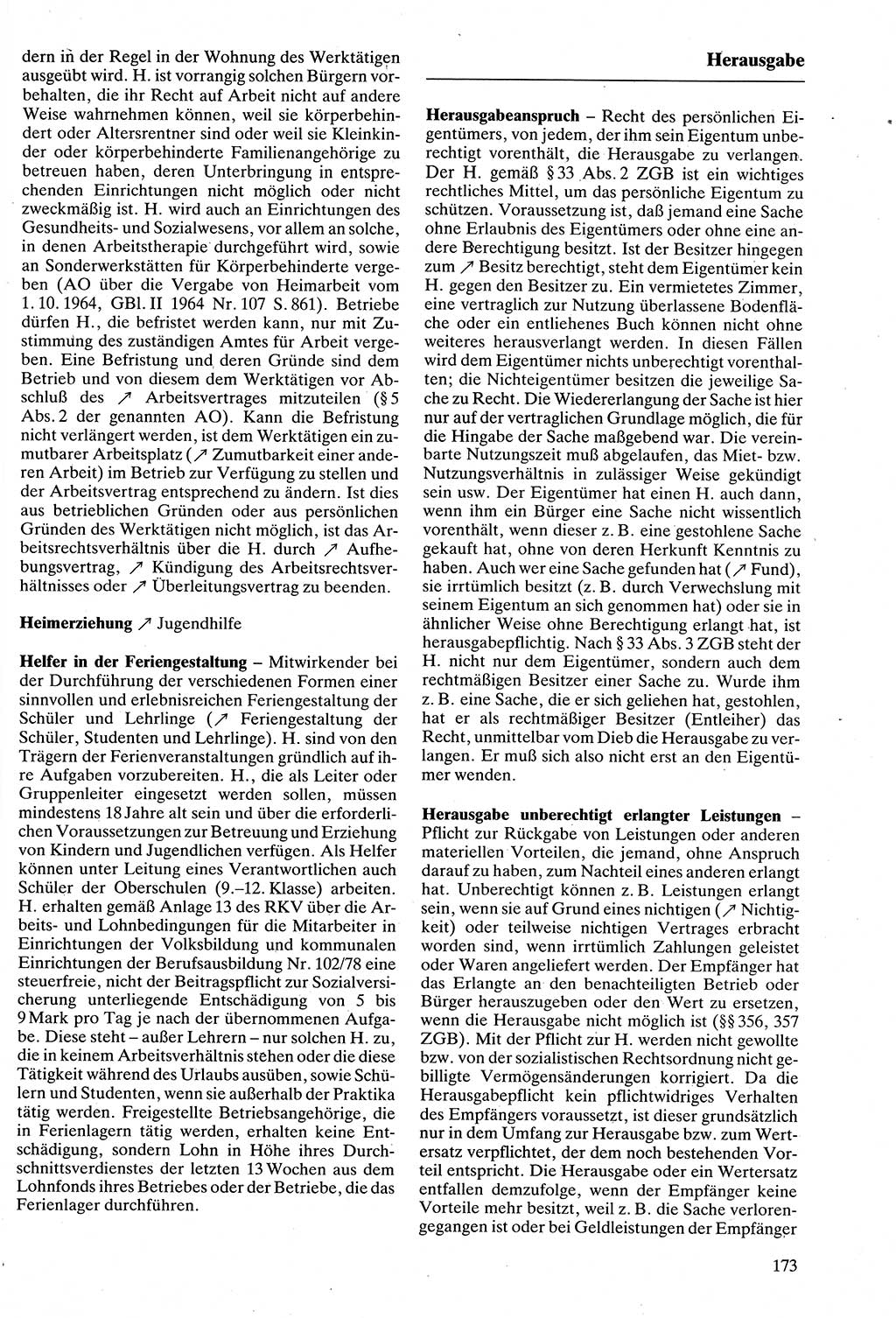 Rechtslexikon [Deutsche Demokratische Republik (DDR)] 1988, Seite 173 (Rechtslex. DDR 1988, S. 173)