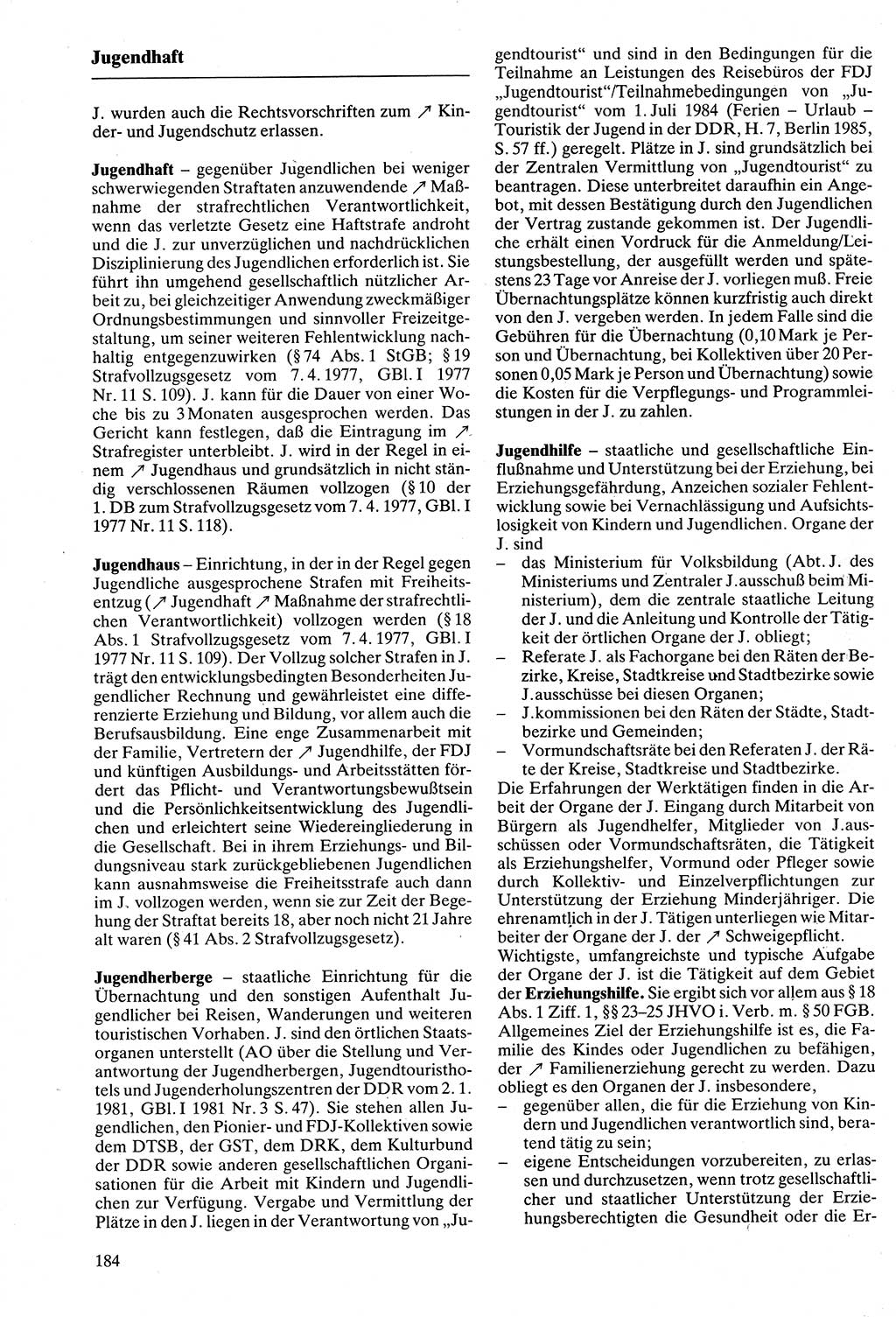 Rechtslexikon [Deutsche Demokratische Republik (DDR)] 1988, Seite 184 (Rechtslex. DDR 1988, S. 184)