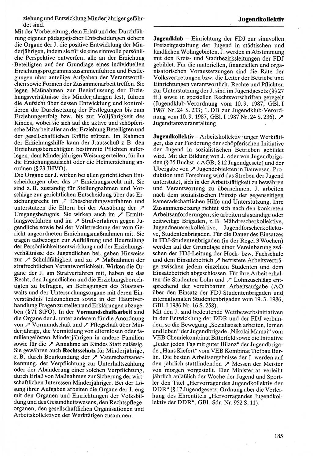 Rechtslexikon [Deutsche Demokratische Republik (DDR)] 1988, Seite 185 (Rechtslex. DDR 1988, S. 185)