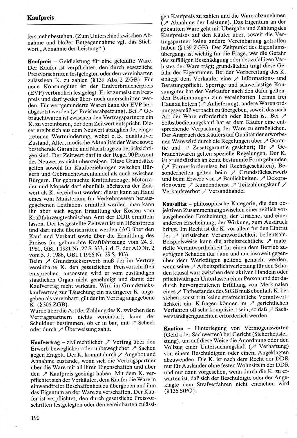 Rechtslexikon [Deutsche Demokratische Republik (DDR)] 1988, Seite 190 (Rechtslex. DDR 1988, S. 190)