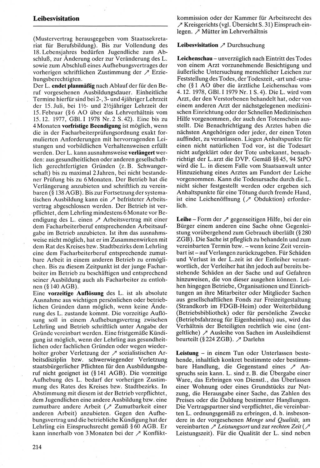 Rechtslexikon [Deutsche Demokratische Republik (DDR)] 1988, Seite 214 (Rechtslex. DDR 1988, S. 214)