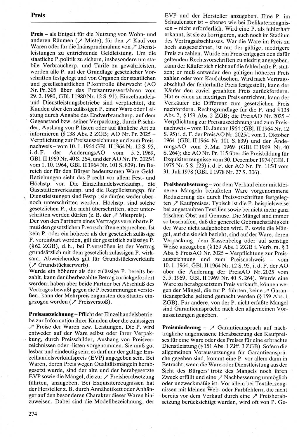 Rechtslexikon [Deutsche Demokratische Republik (DDR)] 1988, Seite 274 (Rechtslex. DDR 1988, S. 274)