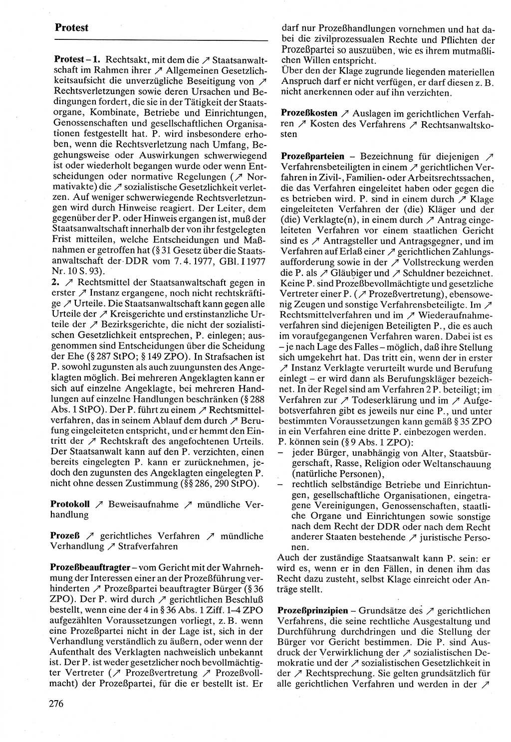 Rechtslexikon [Deutsche Demokratische Republik (DDR)] 1988, Seite 276 (Rechtslex. DDR 1988, S. 276)