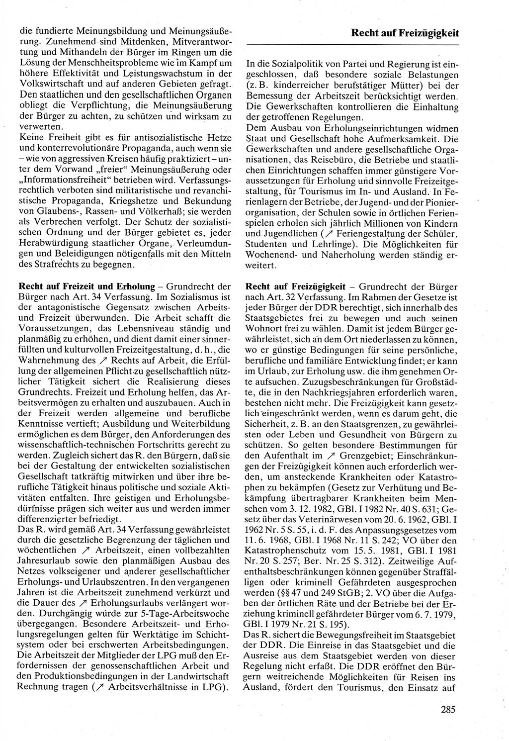 Rechtslexikon [Deutsche Demokratische Republik (DDR)] 1988, Seite 285 (Rechtslex. DDR 1988, S. 285)