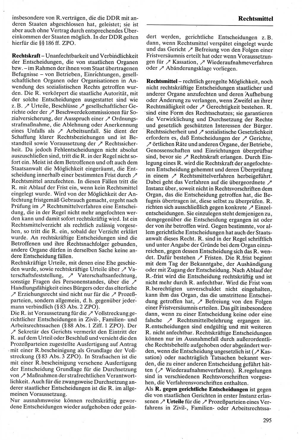 Rechtslexikon [Deutsche Demokratische Republik (DDR)] 1988, Seite 295 (Rechtslex. DDR 1988, S. 295)