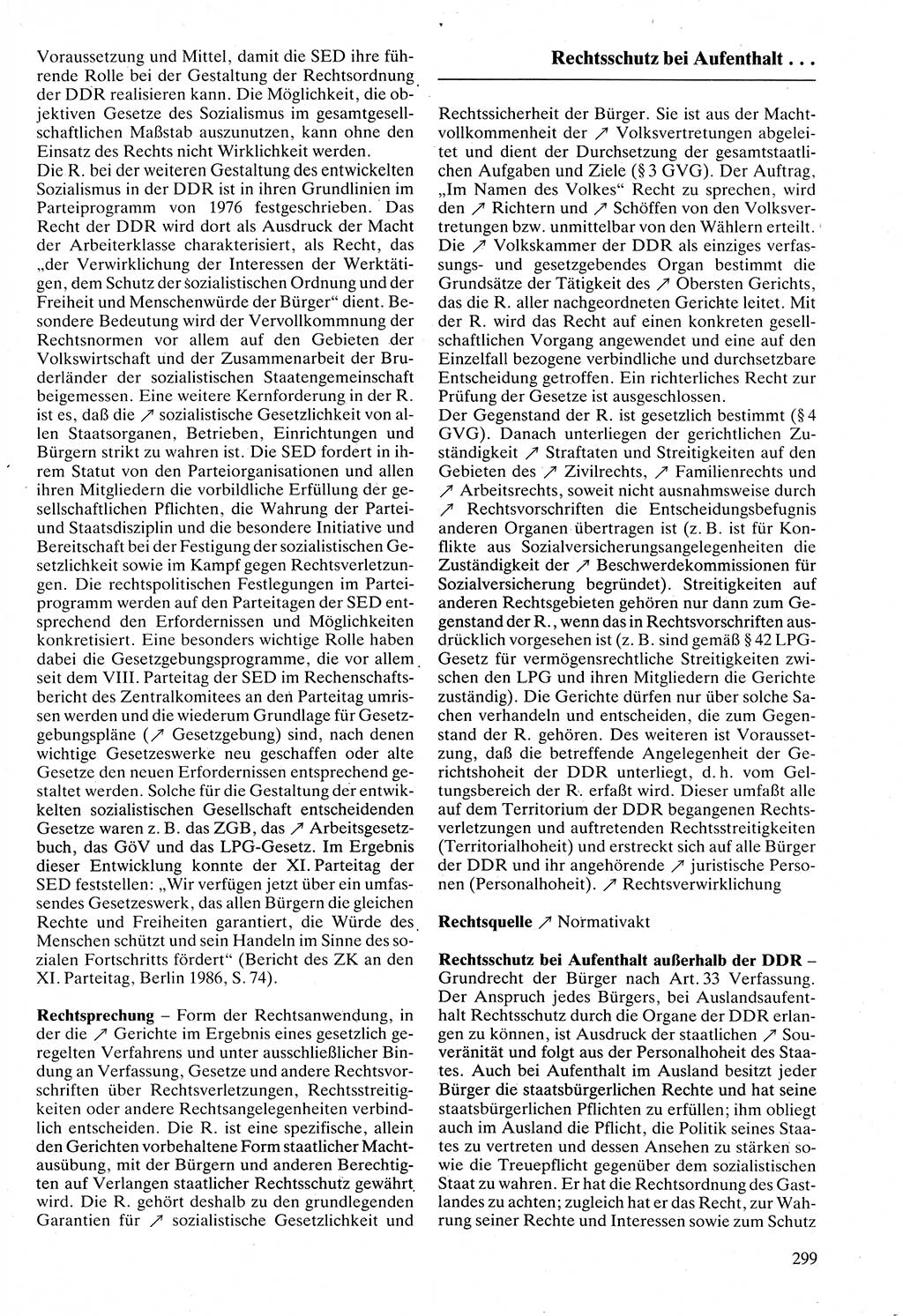 Rechtslexikon [Deutsche Demokratische Republik (DDR)] 1988, Seite 299 (Rechtslex. DDR 1988, S. 299)